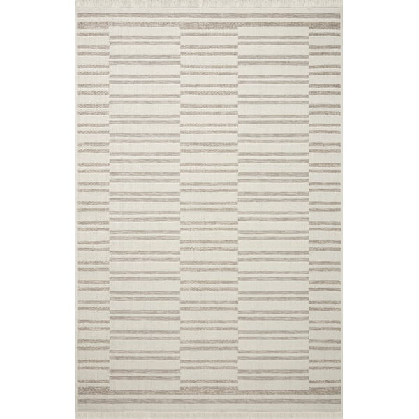 Malibu MAB-03 Ivory/Dove Striped Outdoor Area Rug | Rugs Direct