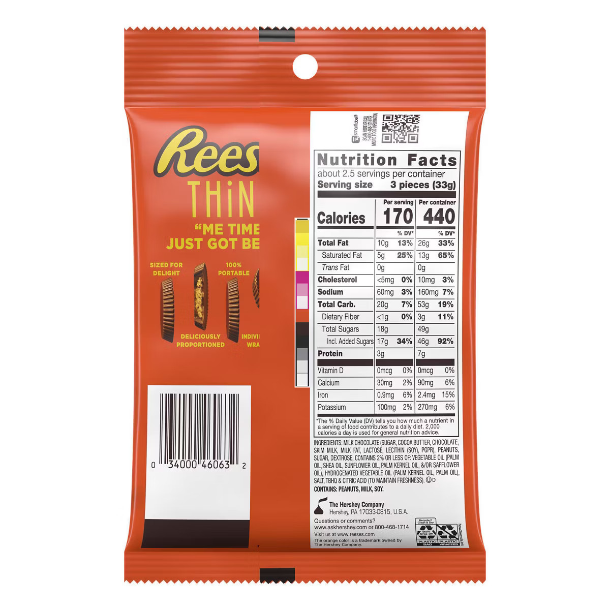 Reese's Thins Milk Chocolate Peanut Butter Cups Candy - 3.1oz | Target