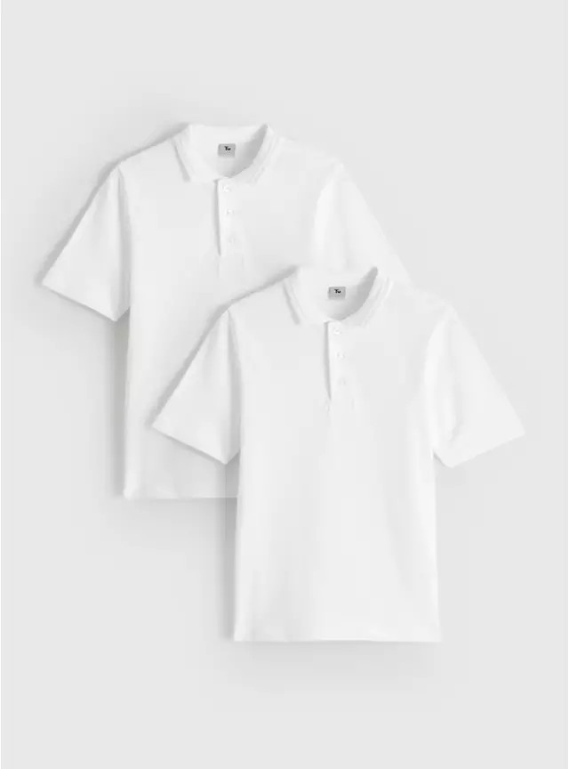 Buy 2 Pack Unisex Polo Shirts with Perfect White 5 years | Features and benefits | Tu | Tu Clothing