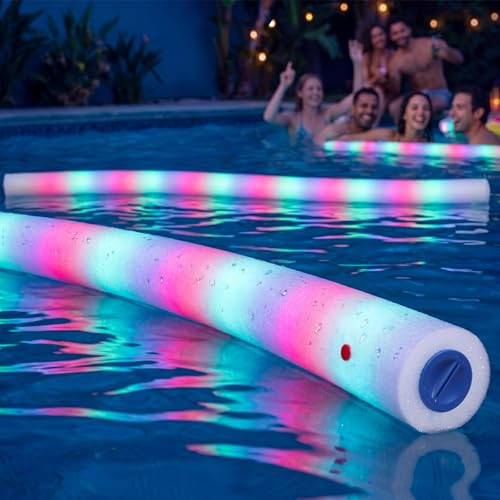 Jenaai 3 Pack LED Pool Noodle Floating Foam Sticks 52 Inch Waterproof Light up Pool Noodles Rainbow Glowing Floating for Night Summer Swimming Party Wedding Concert Camping Sporting Events | Amazon (US)