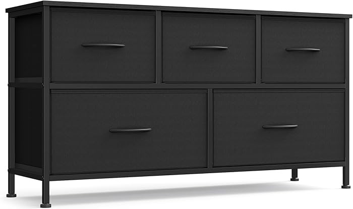 SONGMICS Dresser for Bedroom, Chest of Drawers, Steel, MDF, 5 Non-Woven Fabric Drawers, Storage O... | Amazon (US)