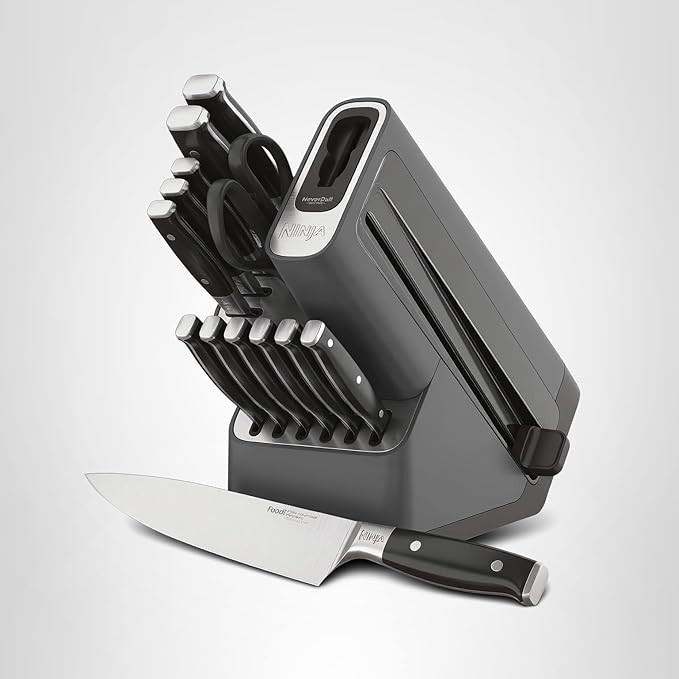 Ninja Knife Set, Knife Sharpener, Knife Block Set, Stainless Steel Knives, 14 Piece Set, Steak Kn... | Amazon (US)