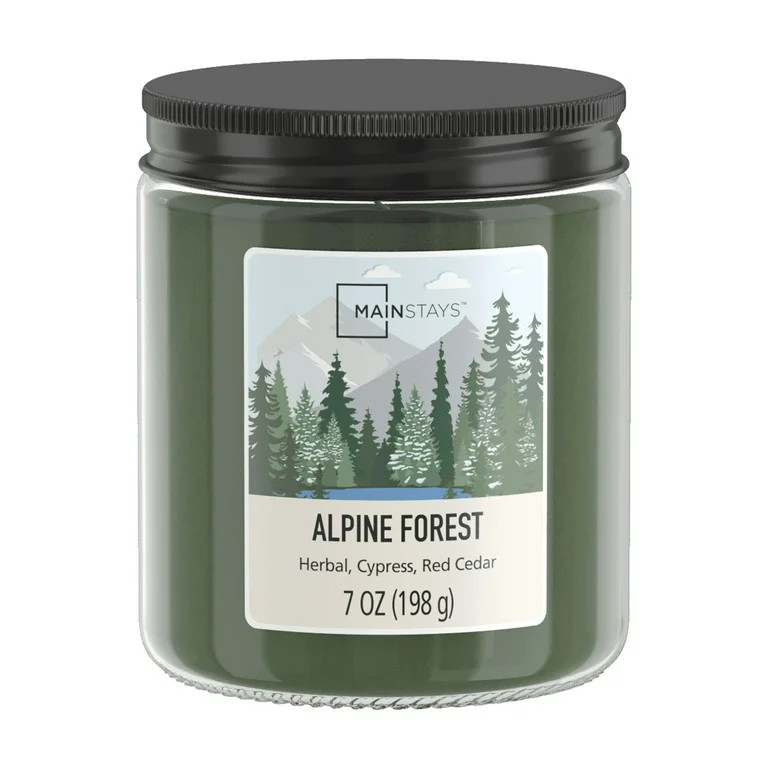 Mainstays Alpine Forest Scented Single-Wick Glass Jar Candle with Twist Lid, 7oz | Walmart (US)