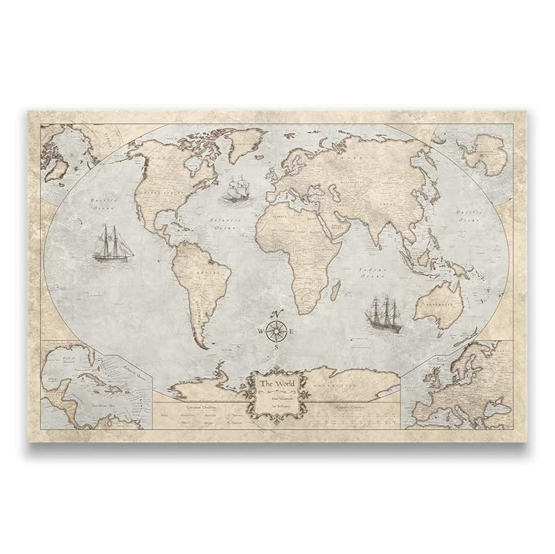 Push Pin World (Winkel Tripel) Map (Pin Board) - Rustic Vintage | Amazon (US)