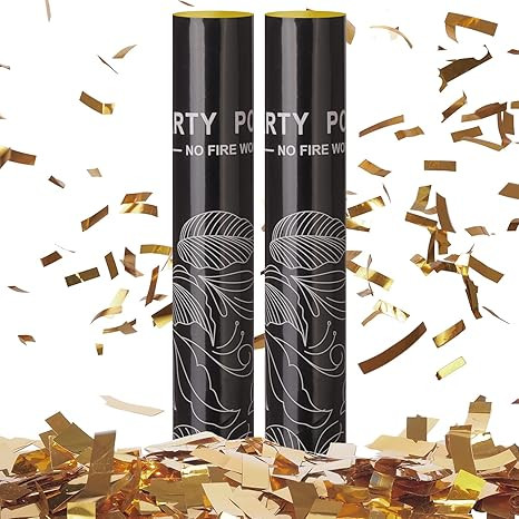 Confetti Cannon 2 Pack (Gold), 16 inches+Longer Confetti Poppers Perfect for photography , Party ... | Amazon (US)
