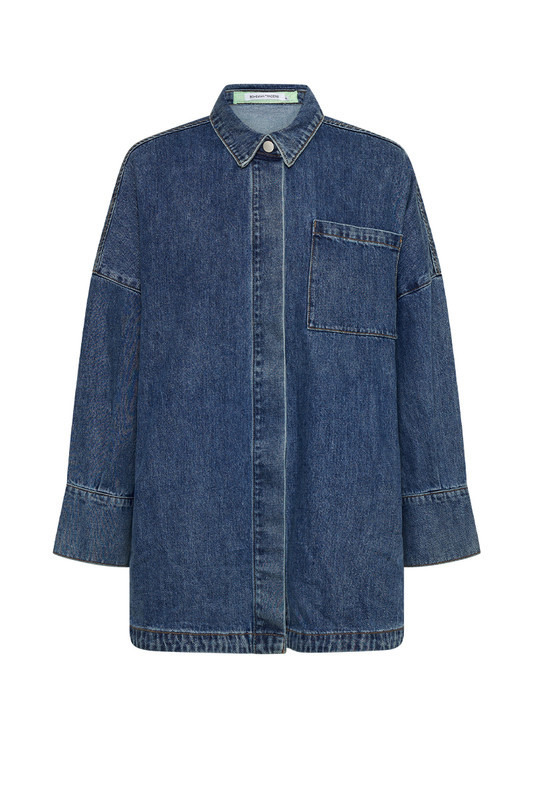 Oversized Shirt Denim in Mid Blue | Bohemian Traders