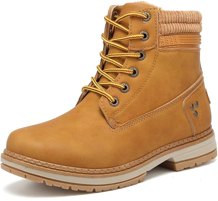 KARKEIN Ankle Boots for Women Low Heel Work Combat Boots Waterproof Winter Snow Boots | Amazon (US)