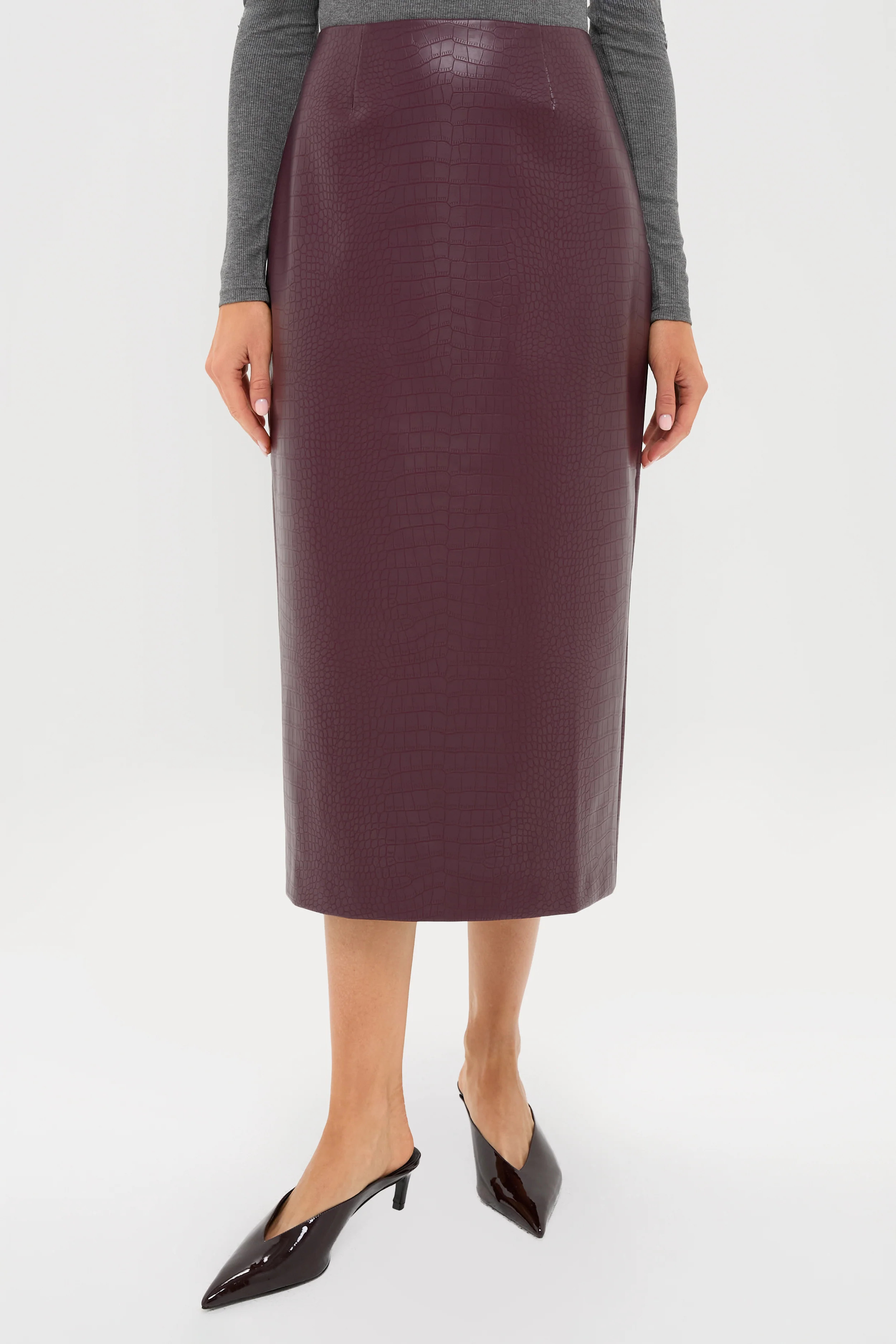 Plum Stamped Faux Leather Ellington Skirt | Tuckernuck (US)