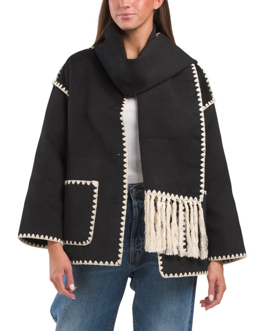 Topper Jacket With Built In Scarf | TJ Maxx