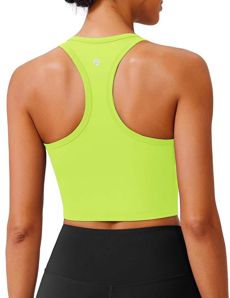 PINSPARK Sports Bra Longline Racerback Tank Tops for Women Padded Workout Yoga Top | Amazon (US)