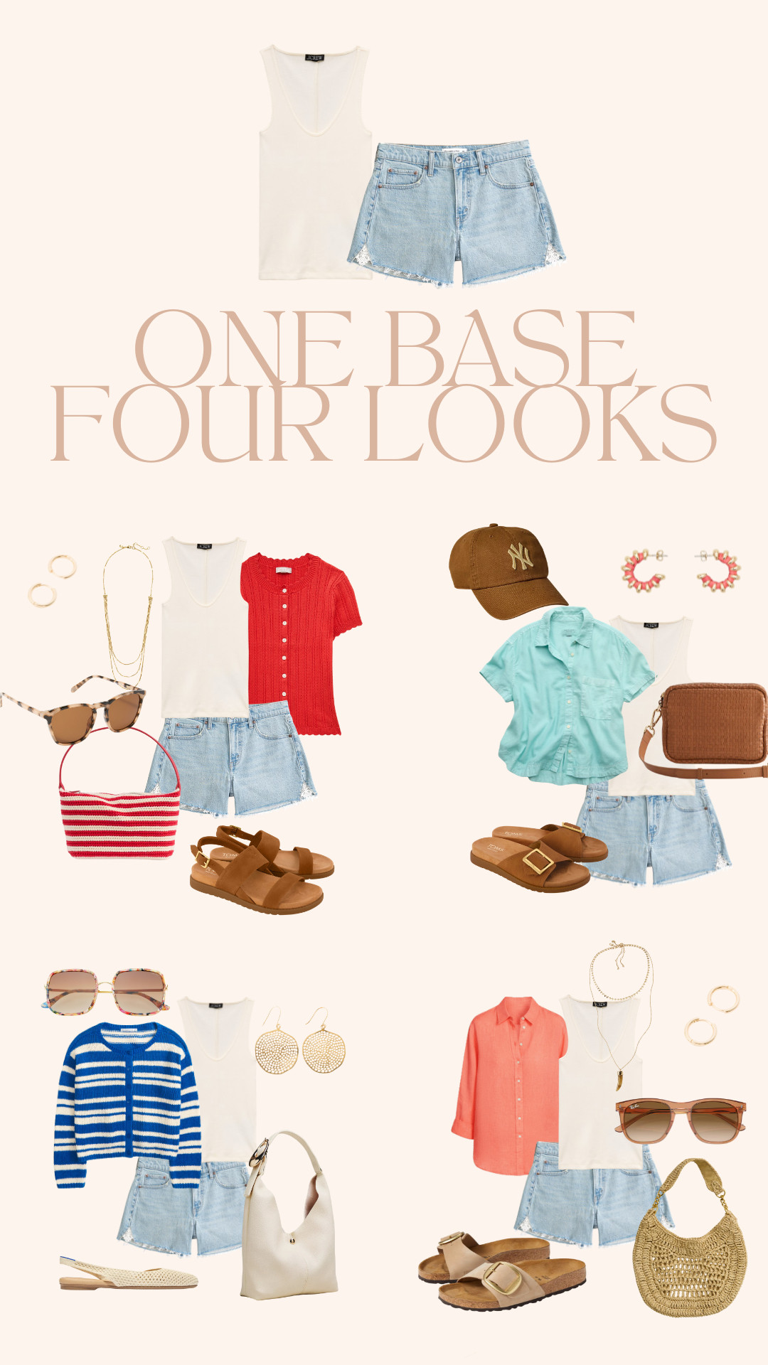 Outfit inspo with ivory tank and jean shorts. 


#springoutfitinspo #warmspring #truespring #brightspring #lightspring

#LTKmomlife #LTKSeasonal #LTKOver40