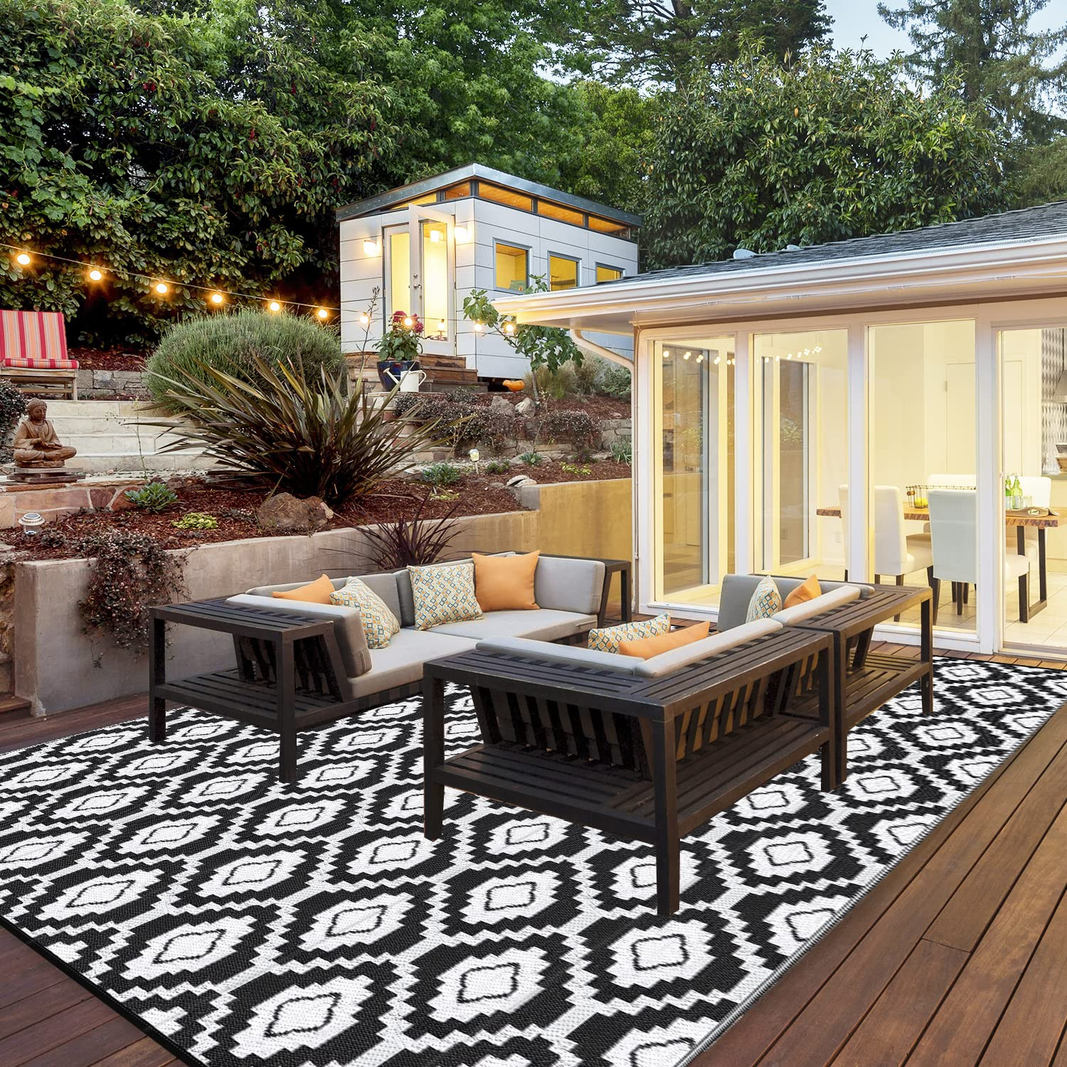 HIHEGD Outdoor Rug 9x12 for Patio Camping RV, Waterproof Reversible Mat, Plastic Straw Rug for In... | Amazon (US)