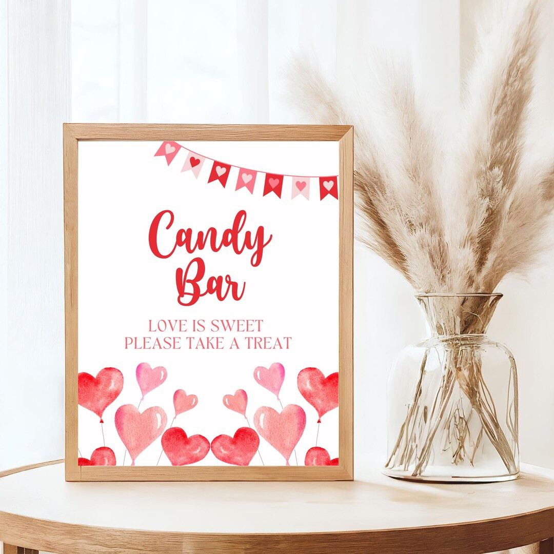 Candy Bar Sign Printable, Valentine Hearts Instant Download Red Pink 5x7 and 8x10 Bar Baby Shower... | Etsy (US)