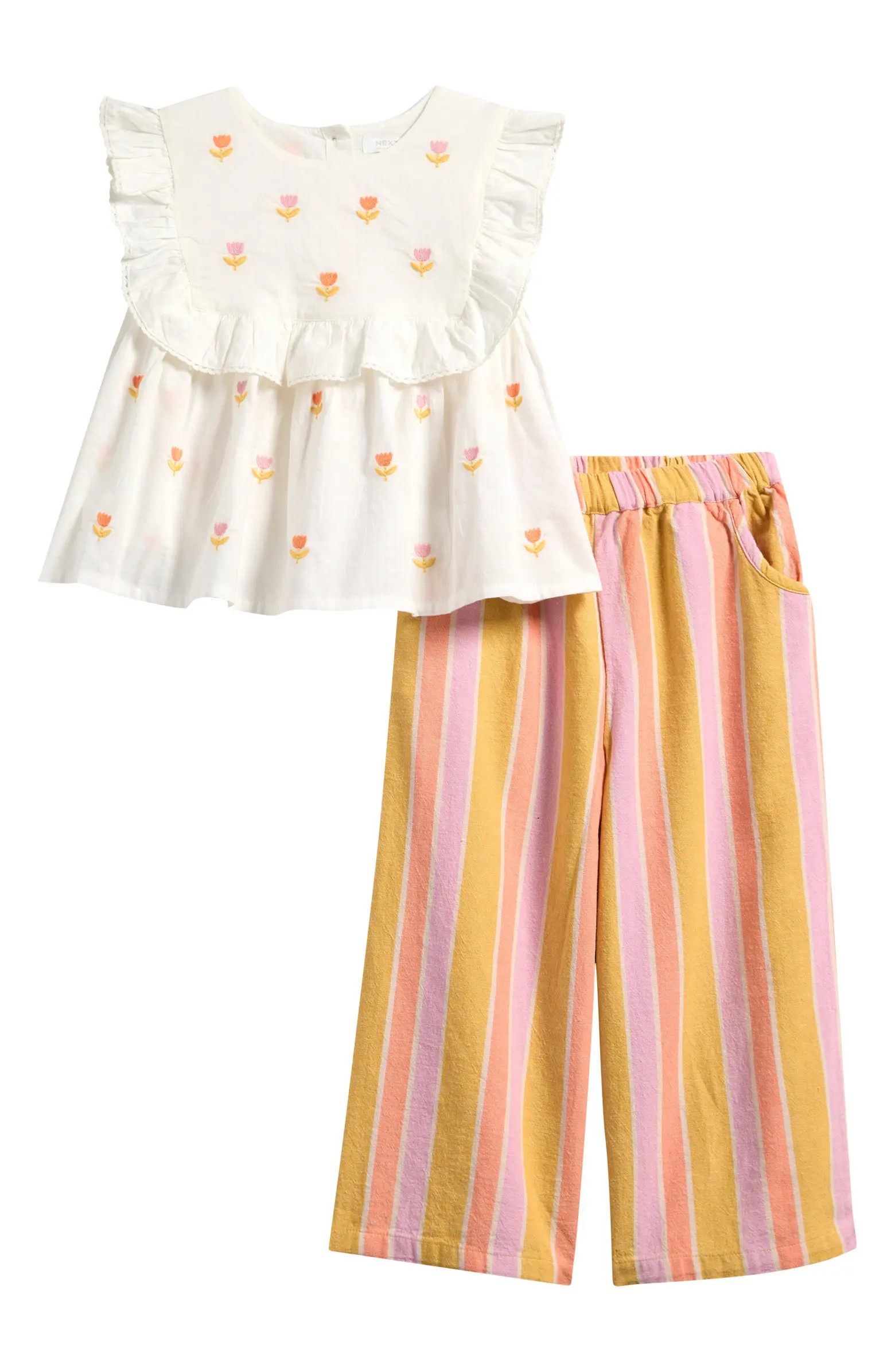Kids' Frill Top & Stripe Pants Set | Nordstrom