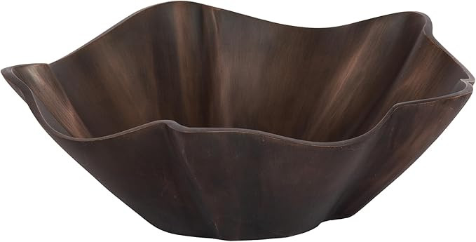 Kate and Laurel Flutte Scalloped Decorative Metal Serving Bowl, 10 x 10 x 3, Bronze, Modern Wavy ... | Amazon (US)