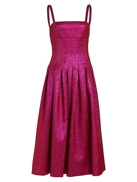 ML Monique Lhuillier Sleeveless Jacquard Midi Dress | Saks Fifth Avenue