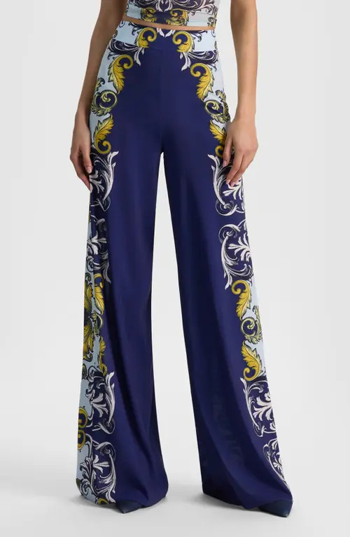 Alice + Olivia Athena Scarf Print Wide Leg Pants in Antique Scroll at Nordstrom, Size 2 | Nordstrom