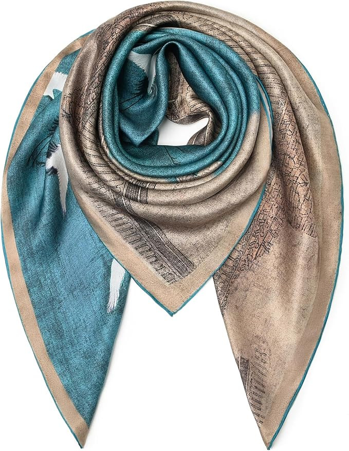 100% Mulberry Silk Scarf 43" Large Square Scarf Large Shawl - Women's Silk Oversized Headband - W... | Amazon (US)