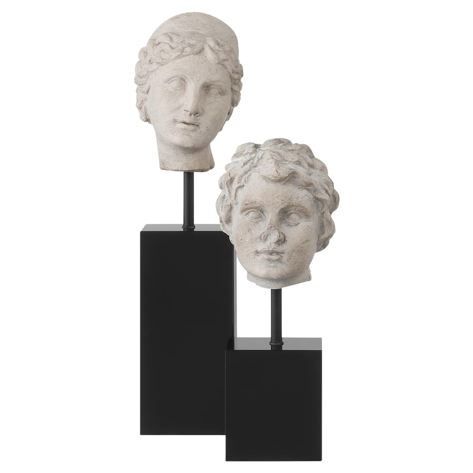 Aveline Updated Traditional Light Grey Venus Head Bust Sculpture - Set of 2 | Kathy Kuo Home