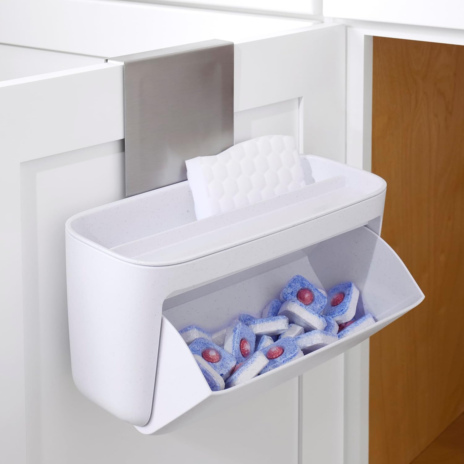 YouCopia DoorStash Dishwasher Pod Holder Lid, Hanging Storage Container for Detergent, Speckled White | Amazon (US)