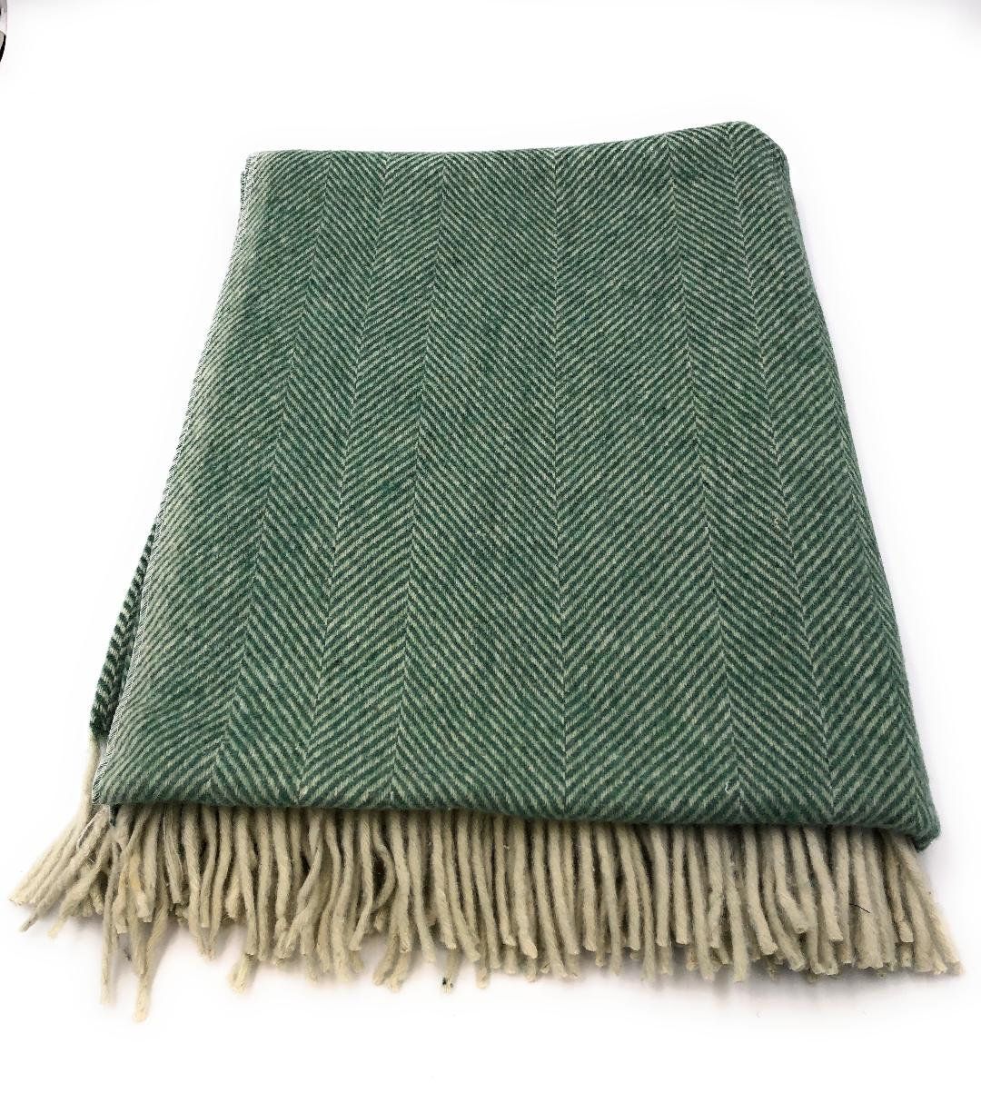 Wool Blend Pistachio Herringbone Blanket Throw Brand New - Etsy | Etsy (US)