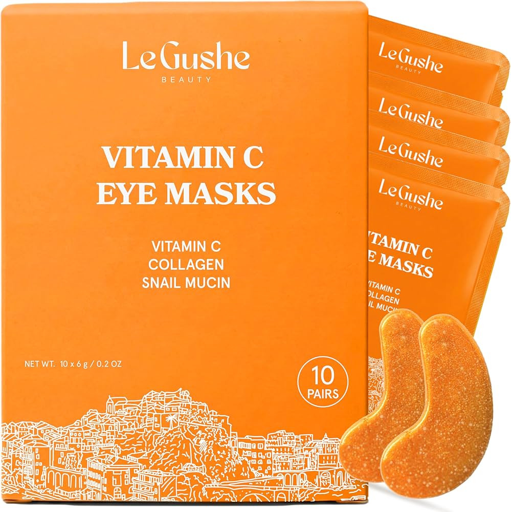 LE GUSHE Vitamin C Eye Patches with Collagen and Snail Mucin, Aloe Vera Eye Patches for Puffy and... | Amazon (US)