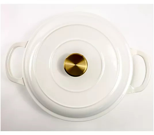 BFF Collection 2.2-qt Enameled Cast Iron Braiser with Goldtone Knob - QVC.com | QVC