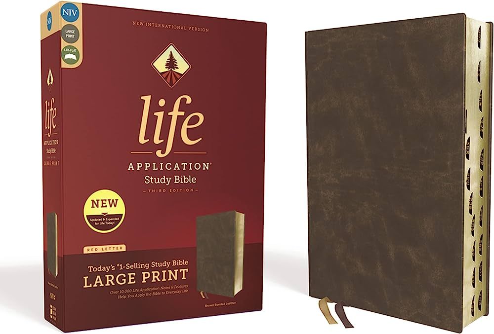 NIV, Life Application Study Bible, Third Edition, Large Print, Bonded Leather, Brown, Red Letter,... | Amazon (US)