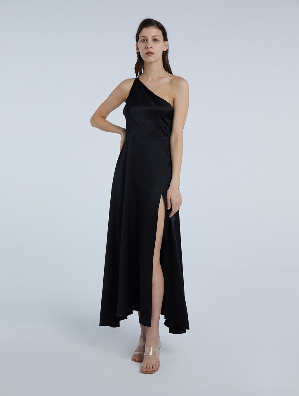 One Shoulder Silk Maxi Dress | Lattelierstore