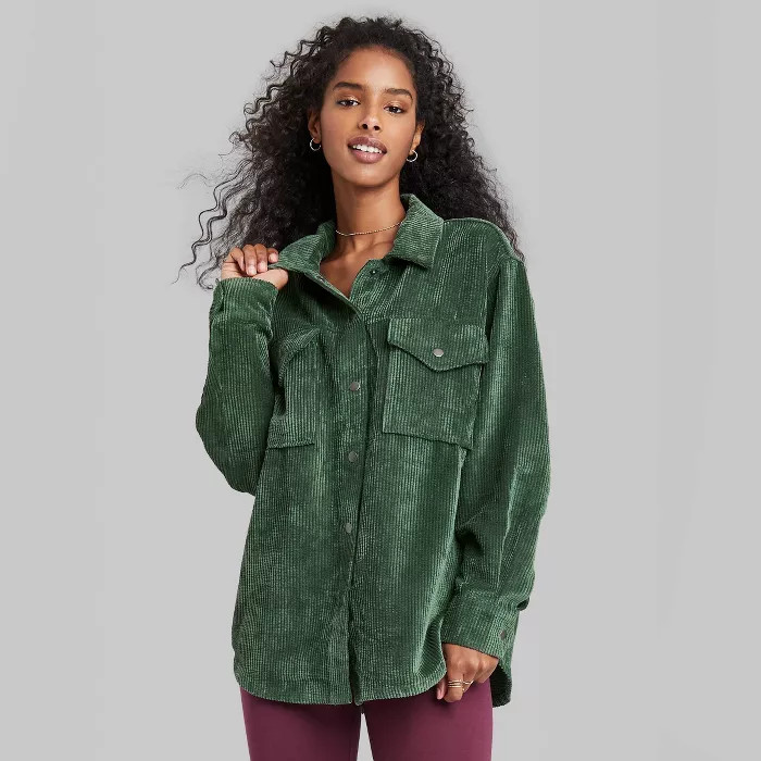 Women's Button-Front Cord Shirt Jacket - Wild Fable™ | Target