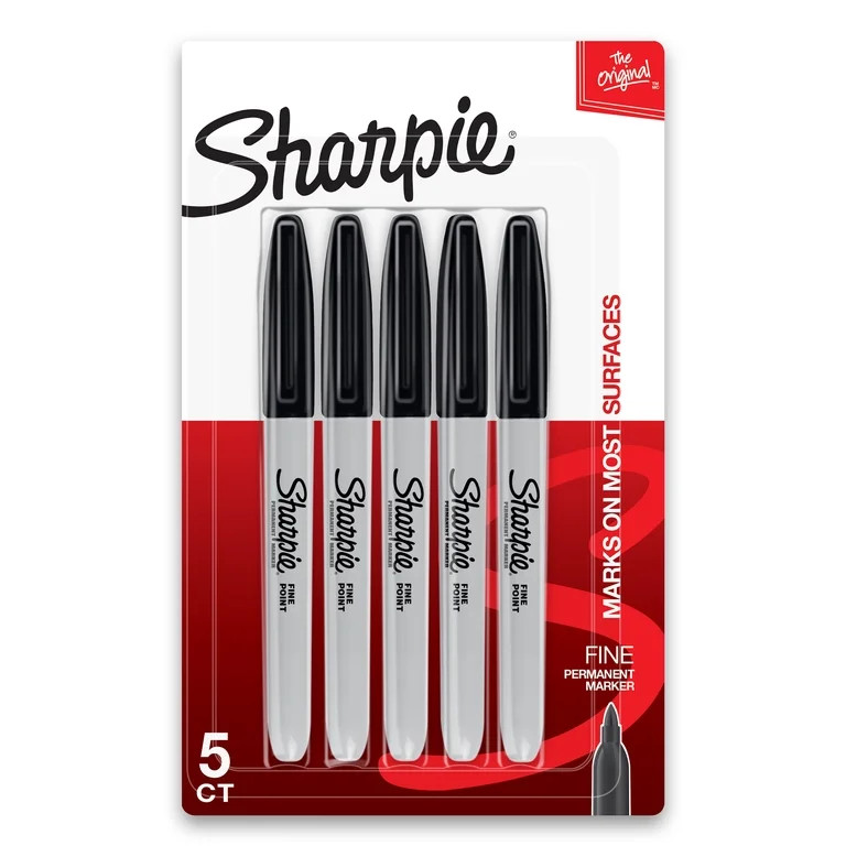 Sharpie Permanent Markers, Fine Point, Black, 5 Count - Walmart.com | Walmart (US)