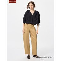 Uniqlo - Pantalon Barrel En Coton Et Lyocell Mélangés - Beige - L | Uniqlo FR