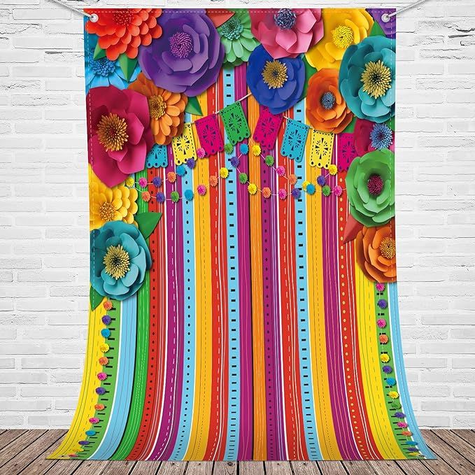 7 x 5 ft Mexican Fiesta Backdrop Photo Booth Party Props Large Fabric Cinco De Mayo Carnival Back... | Amazon (US)
