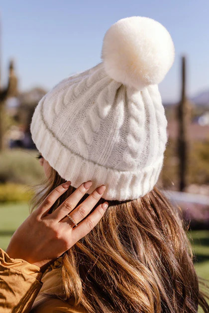 With Love Ivory Cable Knit Beanie | Shop Priceless