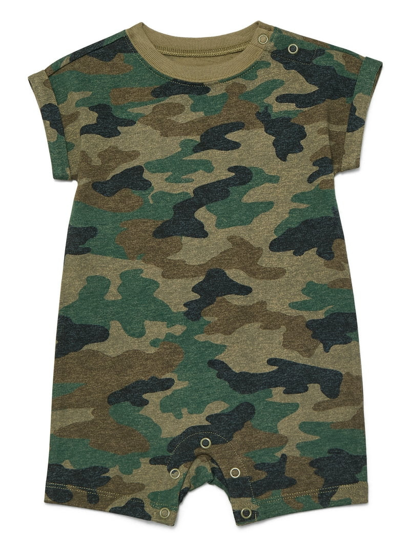 Wonder Nation Baby Boys Printed Jersey Romper, Sizes 0M-24M | Walmart (US)