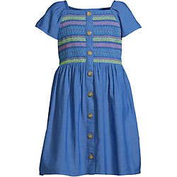 Girls Short Sleeve Smocked Waist Pattern Dress | Lands' End (US)