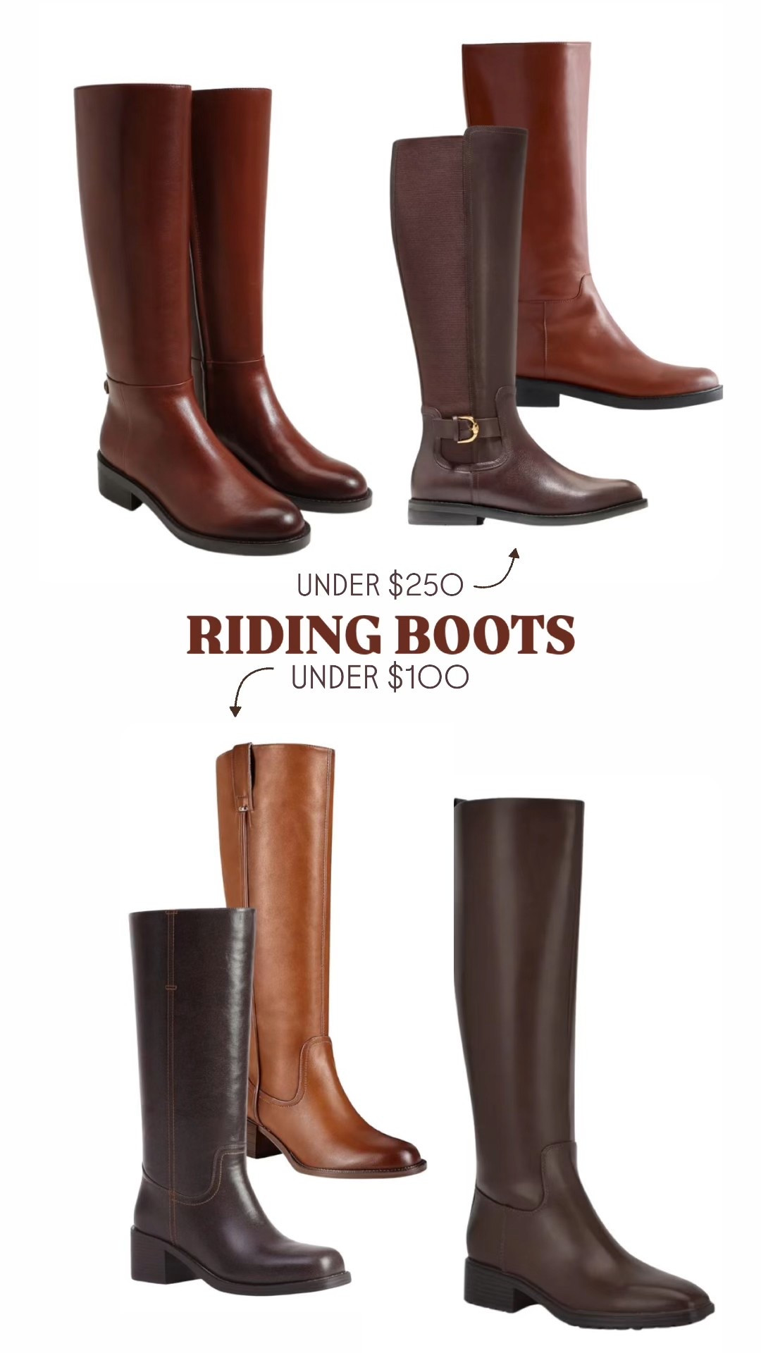 The top options are all leather while the bottom are synthetic, but definitely more affordable as they’re all under $100 🤎🫶🏼

Riding boots, fall boots, brown boots, leather boots

#LTKFindsUnder100 #LTKShoeCrush #LTKSeasonal