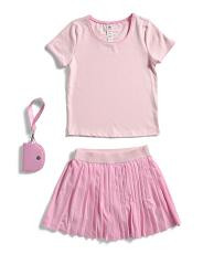 Girls 2pc Tee And Skort Set With Wristlet | TJ Maxx
