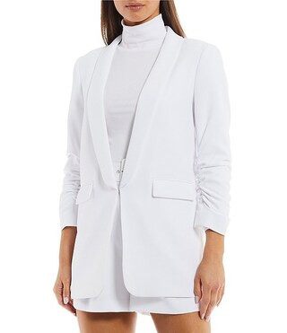 Jemma Ruched 3/4 Sleeve Shawl Collar Boyfriend Blazer | Dillard's