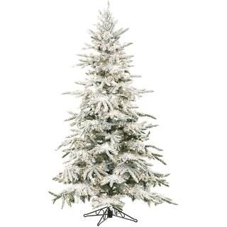 7.5 ft. Pre-lit Flocked Mountain Pine Artificial Christmas Tree with 550 Clear Smart String Light... | The Home Depot