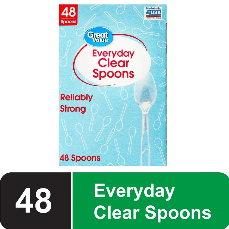 Great Value Plastic Everyday Clear Spoons, 48 Count | Walmart (US)