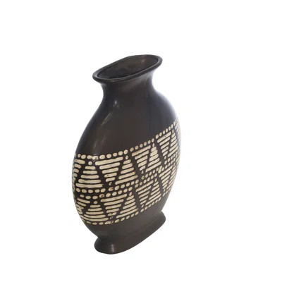 Bedias Ceramic Tribal Table Vase World Menagerie Color: Brown, Size: 12" H x 11.5" W x 4"D | Wayfair North America