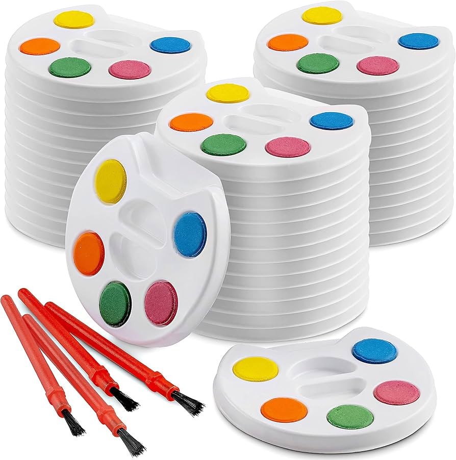 Bedwina Mini Watercolor Kids Paint Set - (Bulk Pack of 24) - 5 Watercolor Paints, Palette Tray an... | Amazon (US)