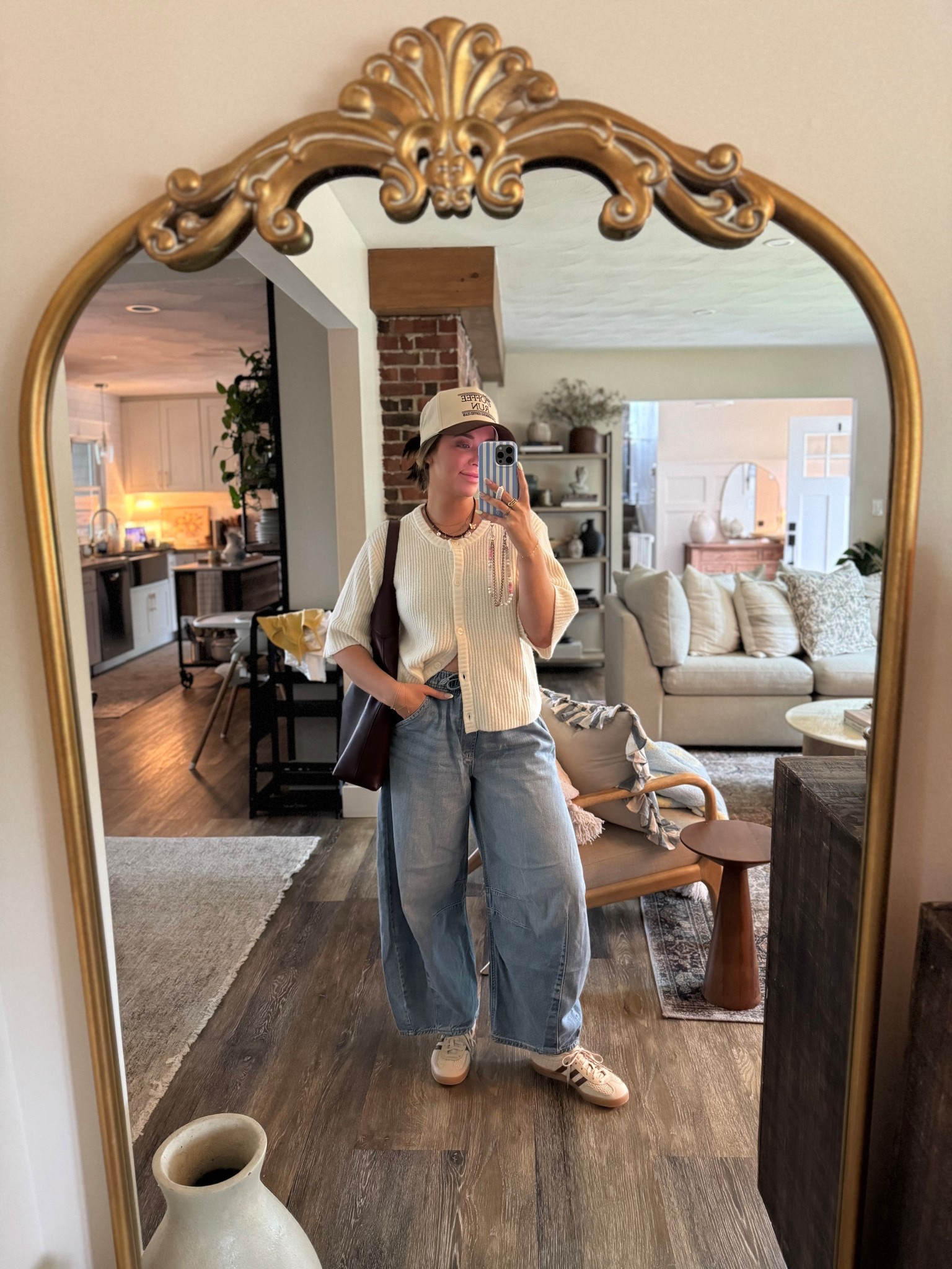 Today’s outfit for a day date out with the hubby 🤍🤍 second day wearing these jeans… immediately ordering more colors. I love them! Might size down (again) to a small. They run massive! 

#LTKShoeCrush #LTKFindsUnder100 #LTKSeasonal