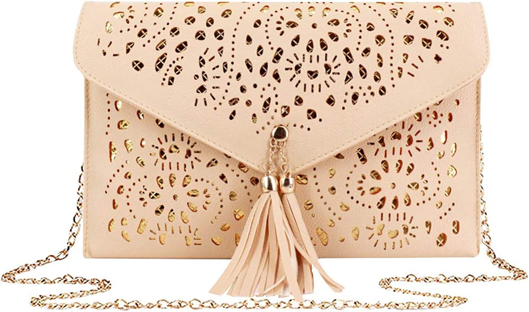 YAOSEN Floral Hollow Out Envelop Clutch Foldover Purse Chain Bag Shoulder Handbag | Amazon (US)