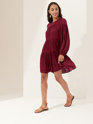Satin Tiered Mini Dress | Banana Republic (US)
