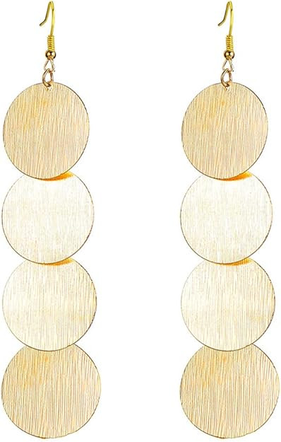 MIXIA Dangle Long Tassel Earring Brushed Disc Round Sequins Coins Drop Multi-Layer Boho Hook Earr... | Amazon (US)