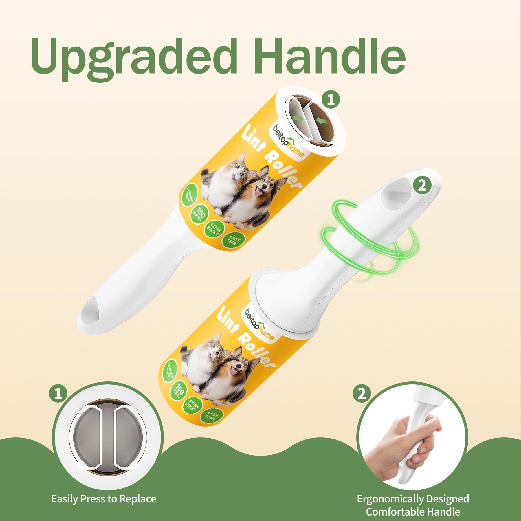 Extra Sticky Lint Roller for Pet Hair, 300 Sheets with Reinforced 3 Handles and Tough Paper, Perf... | Amazon (US)