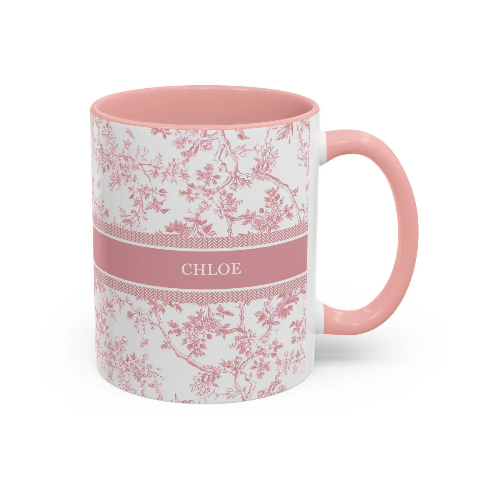 Personalized Name Mug – Pink Toile Design | Custom Coffee Cup, Elegant Vintage-inspired Gift fo... | Etsy (US)