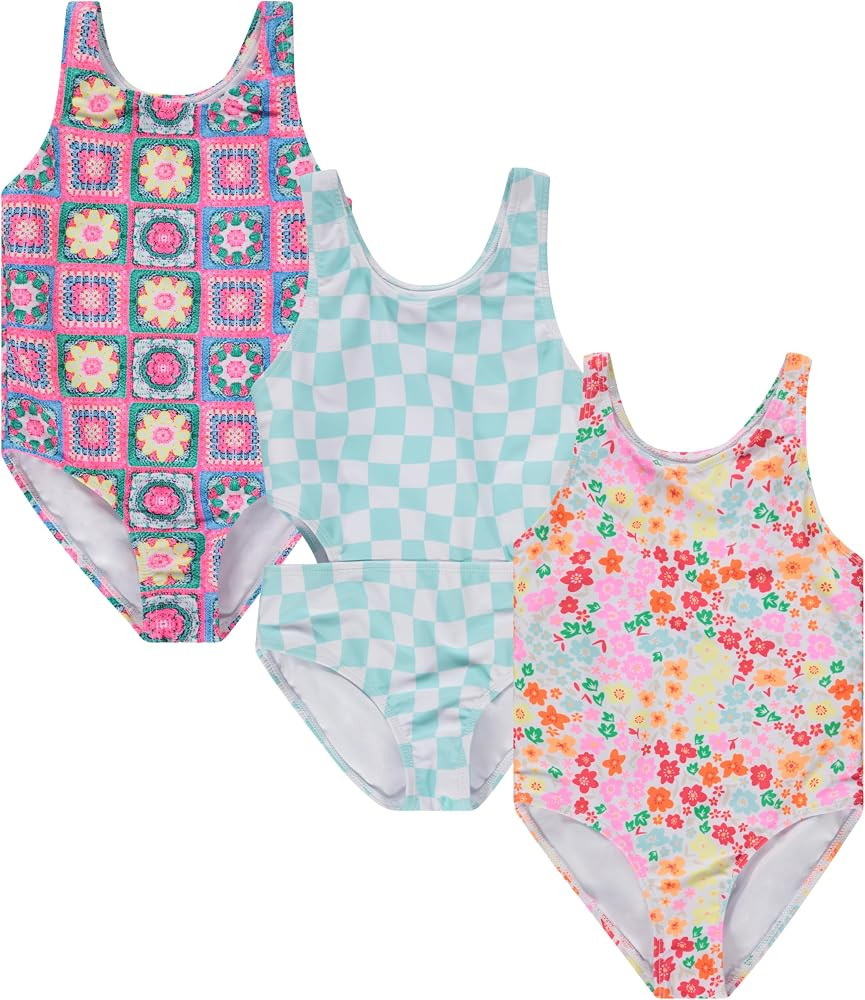 BTween Girls Multi Pack One Piece Swimwear - Unique Colors and Patterns, Sizes 4-16 for Kids and ... | Amazon (US)